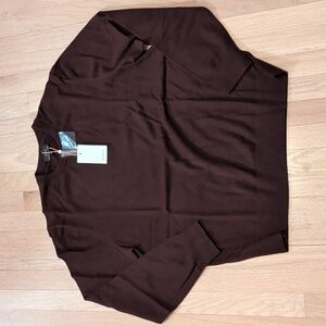 Quince Maroon Cashmere Henley Sweater